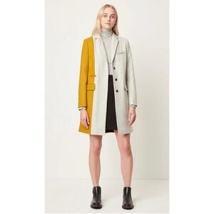 French connection Carmelita Colorblocked coat in Mustard, gray Navy
